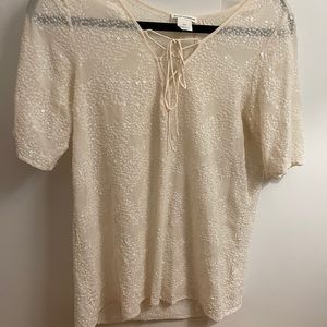 Club Monaco sequin cream shirt.